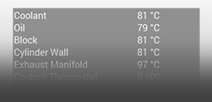 Shows some engine thermal statistics