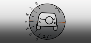 Displays the current roll of the vehicle. Click the app to swap which side the scale is on.